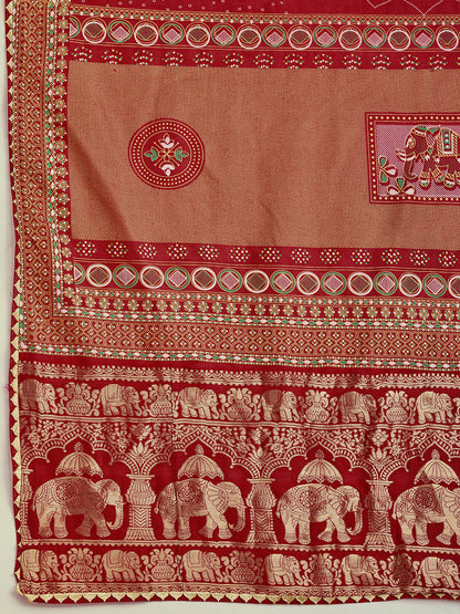 SATRANI WOMEN'S BANDHANI COTTON SAREE