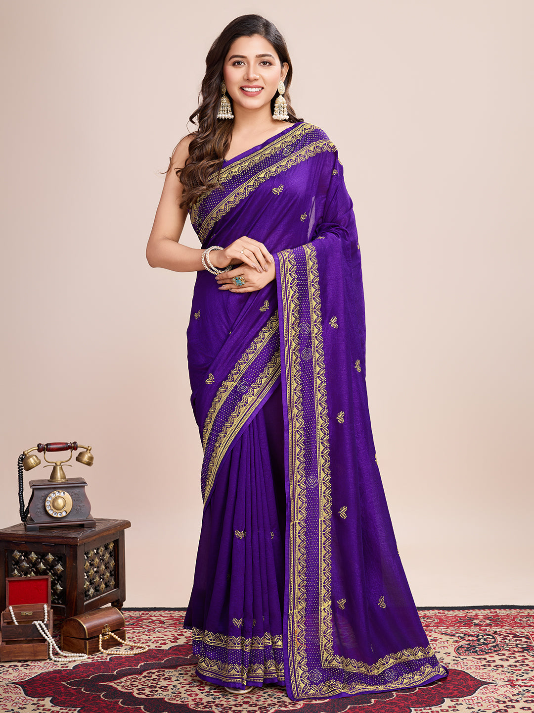 VICHITRA SOFT SILK SAREE WITH INTRICATE EMBROIDERY