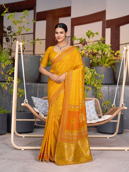 SATRANI WOMEN'S BANDHANI COTTON SAREE