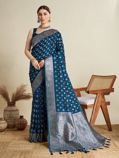 BANARSI STYLE LEELIPEERI WOVEN DESIGN ZARI SILK COTTON SAREE