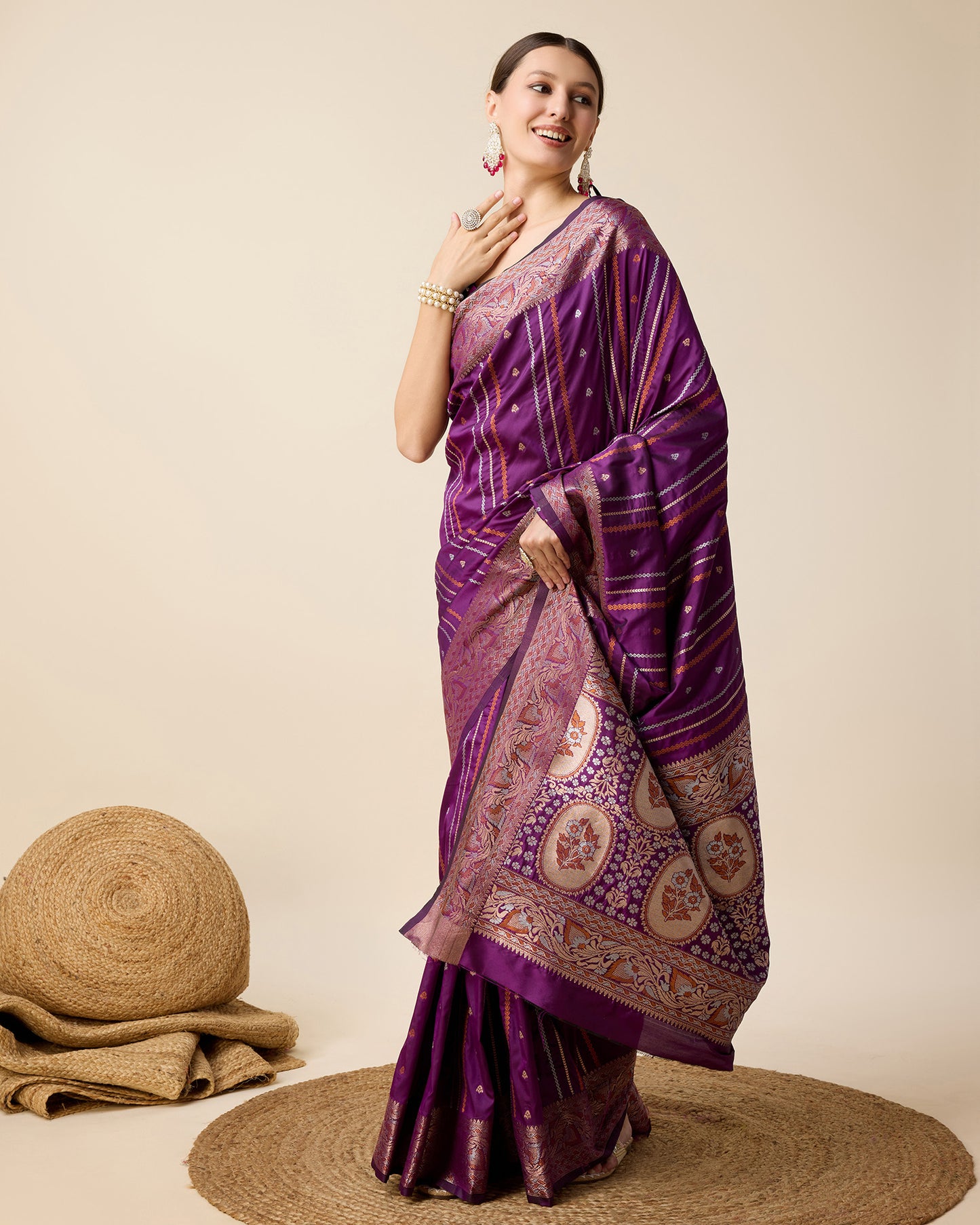 KAVYA WOMEN PARTY WEAR JARI WEAVING WORKED BANARSI SILK SAREE