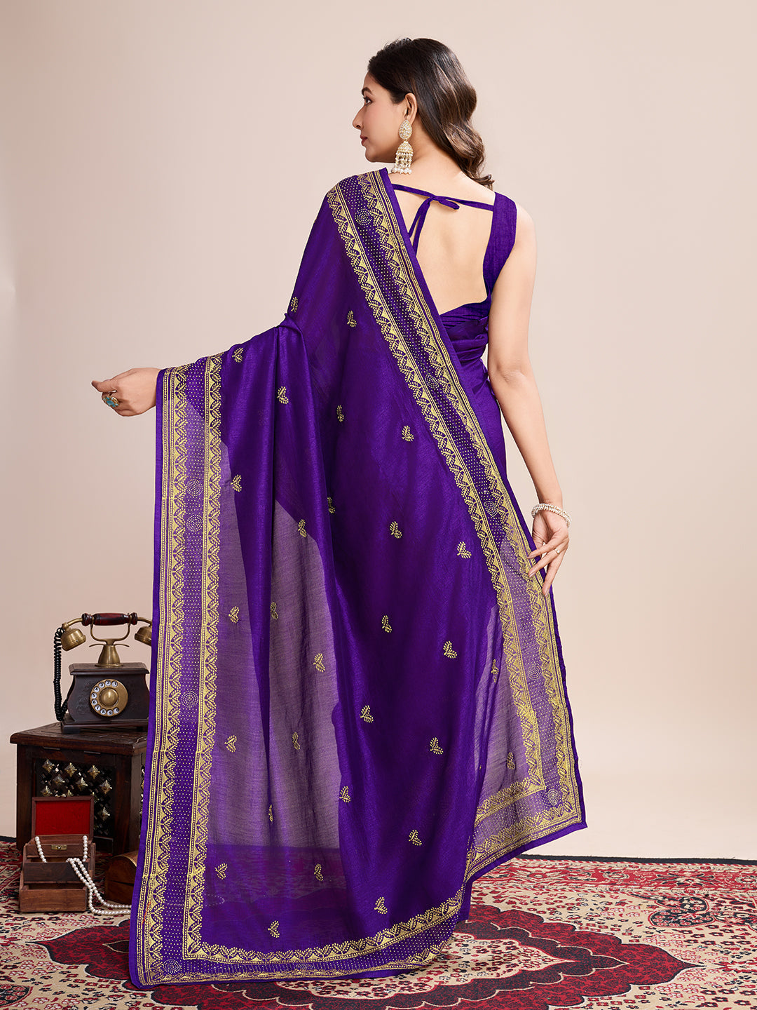 VICHITRA SOFT SILK SAREE WITH INTRICATE EMBROIDERY