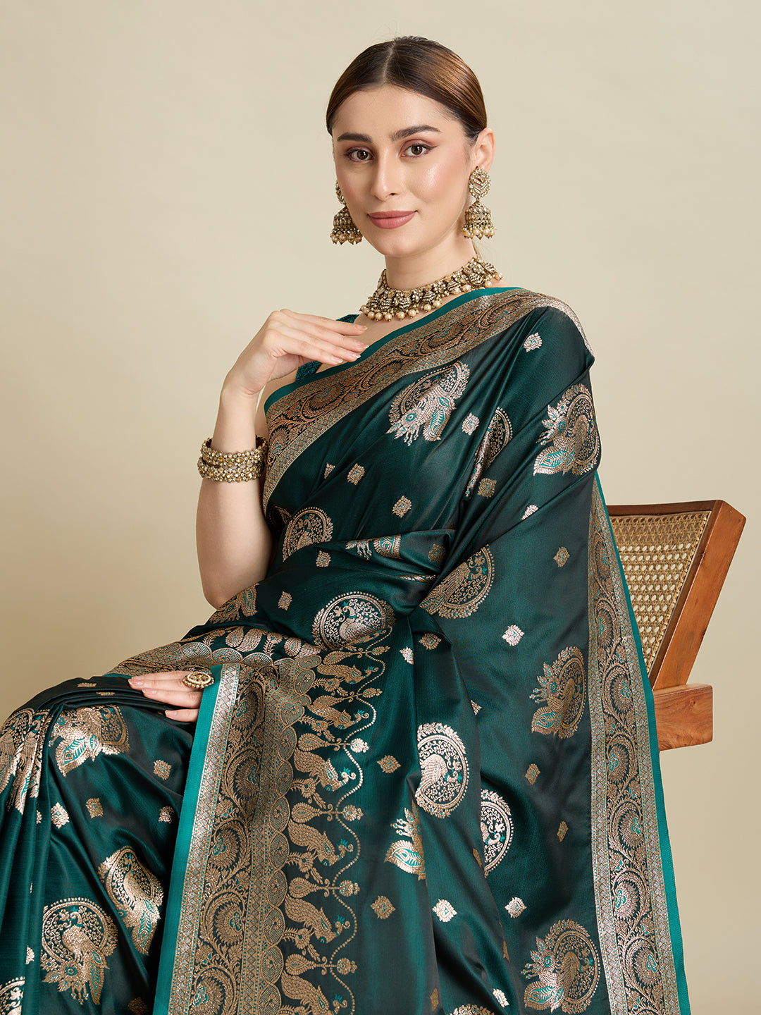 KAVYA BLUE SATIN SILK ZARI WOVEN SAREE