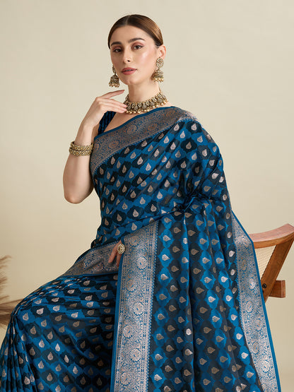 BANARSI STYLE LEELIPEERI WOVEN DESIGN ZARI SILK COTTON SAREE