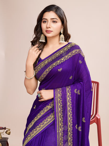 VICHITRA SOFT SILK SAREE WITH INTRICATE EMBROIDERY