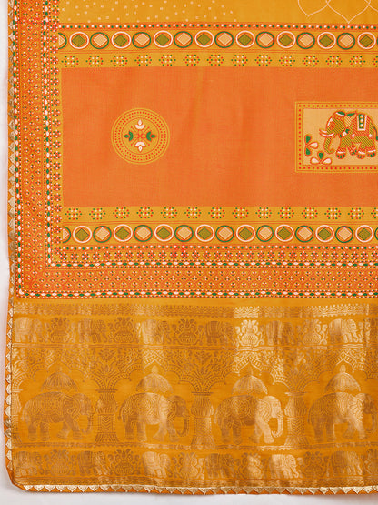 SATRANI WOMEN'S BANDHANI COTTON SAREE