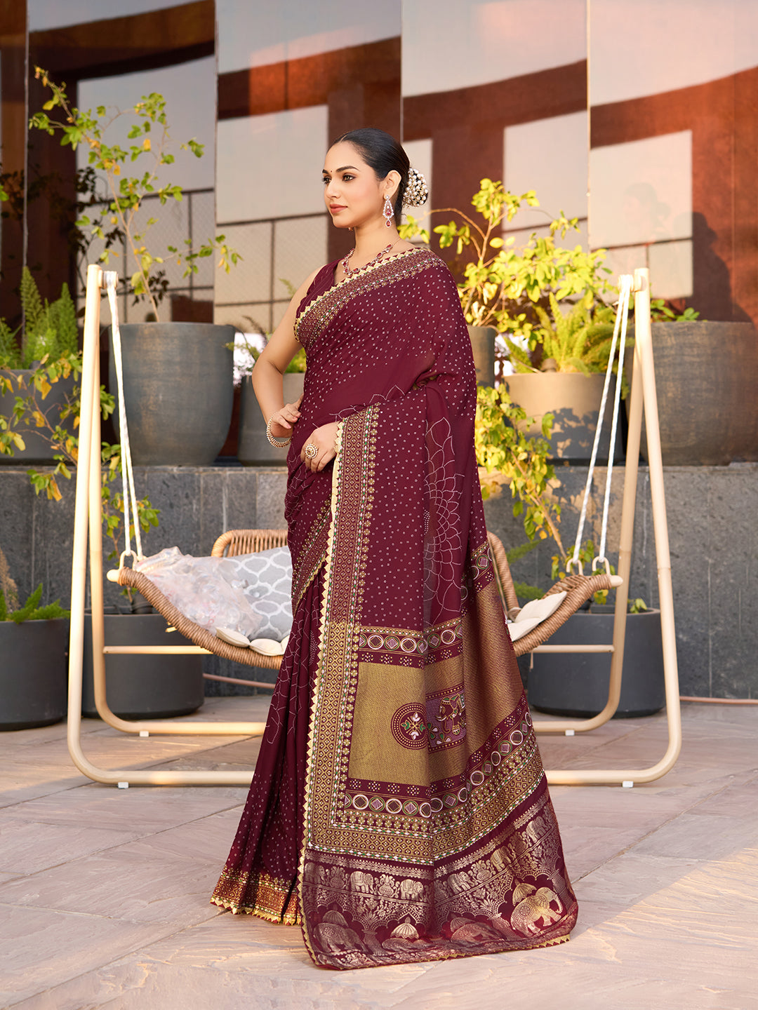 SATRANI WOMEN'S BANDHANI COTTON SAREE