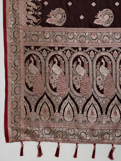 KAVYA BLUE SATIN SILK ZARI WOVEN SAREE