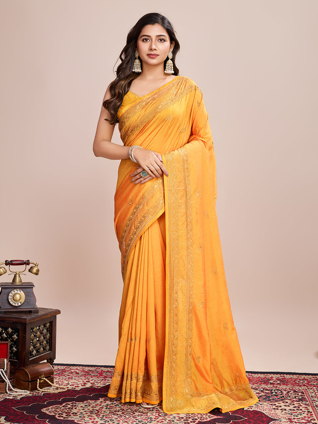 VICHITRA SOFT SILK SAREE WITH INTRICATE EMBROIDERY