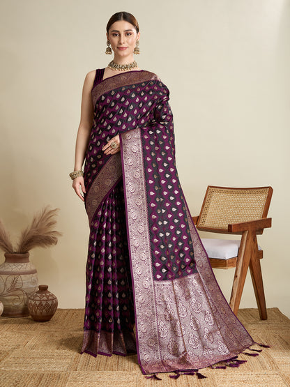 BANARSI STYLE LEELIPEERI WOVEN DESIGN ZARI SILK COTTON SAREE