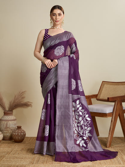ETHNIC MOTIFS SILK BLEND SAREE