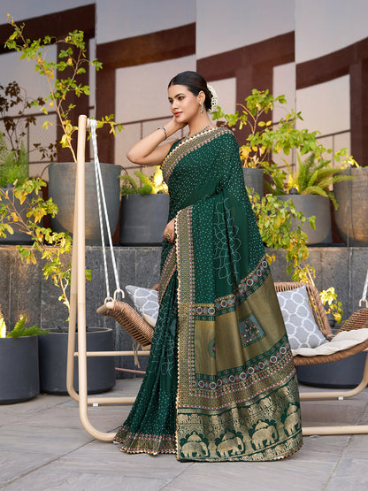 SATRANI WOMEN'S BANDHANI COTTON SAREE