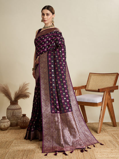 BANARSI STYLE LEELIPEERI WOVEN DESIGN ZARI SILK COTTON SAREE