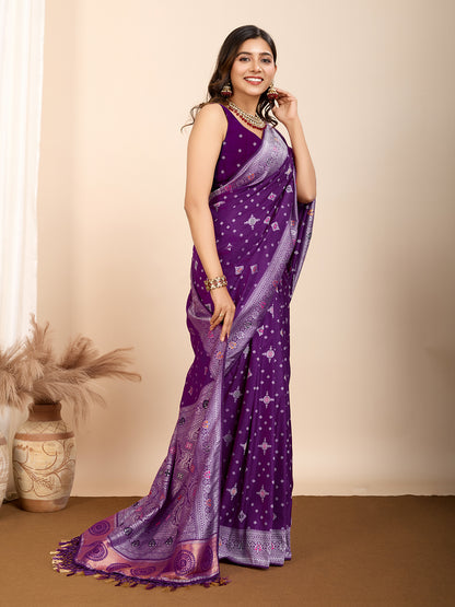 LATEST JACQUARD GOLD ZARI WOVEN LITCHI SILK BANARSI SAREE