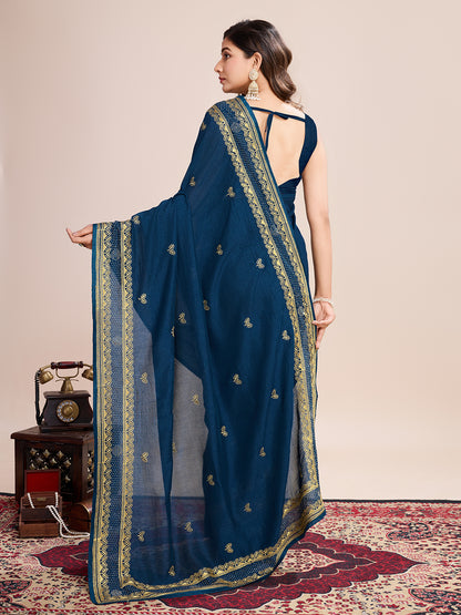 VICHITRA SOFT SILK SAREE WITH INTRICATE EMBROIDERY