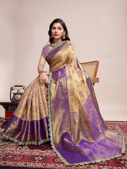 MUNIR WOVEN KANJIVARAM ZARI SILK SAREE