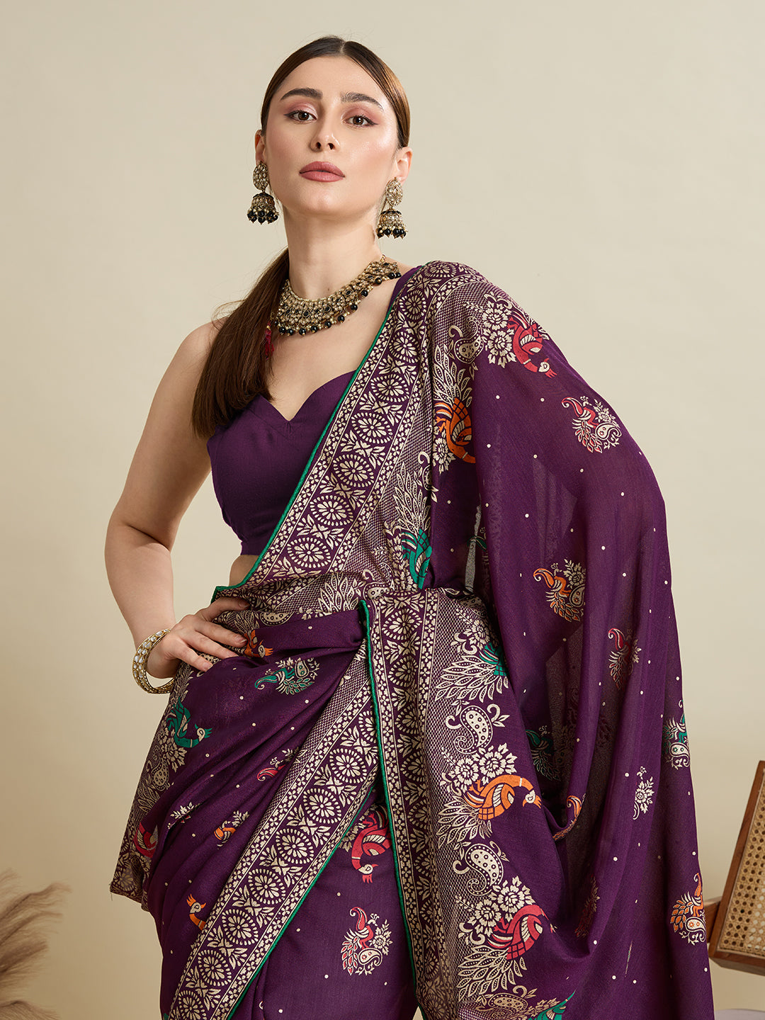 KAVYA LIGHTWEIGHT COTTON SILK SAREE WITH DELICATE PAISLEY PRINTS
