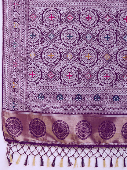 LATEST JACQUARD GOLD ZARI WOVEN LITCHI SILK BANARSI SAREE