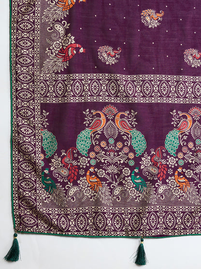 KAVYA LIGHTWEIGHT COTTON SILK SAREE WITH DELICATE PAISLEY PRINTS