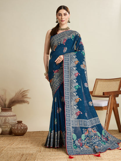 KAVYA LIGHTWEIGHT COTTON SILK SAREE WITH DELICATE PAISLEY PRINTS