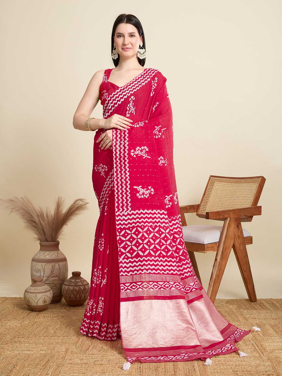 SWARA PURE SOFT COTTON SAREE WITH JAIPUR PRINTED WORK