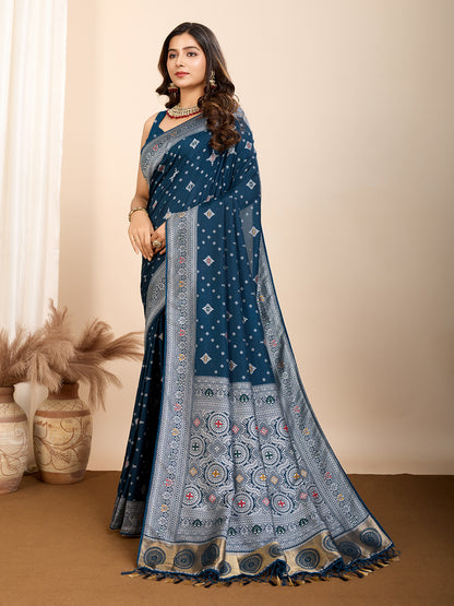 LATEST JACQUARD GOLD ZARI WOVEN LITCHI SILK BANARSI SAREE