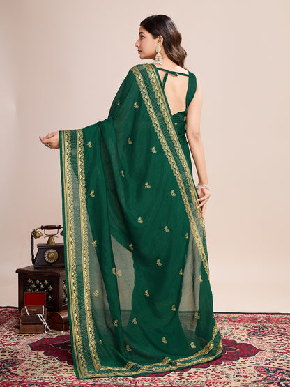 VICHITRA SOFT SILK SAREE WITH INTRICATE EMBROIDERY