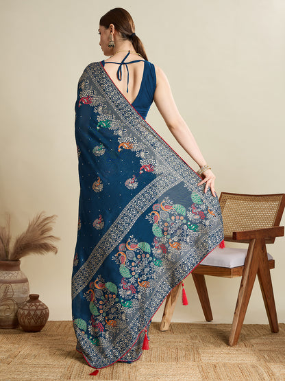 KAVYA LIGHTWEIGHT COTTON SILK SAREE WITH DELICATE PAISLEY PRINTS