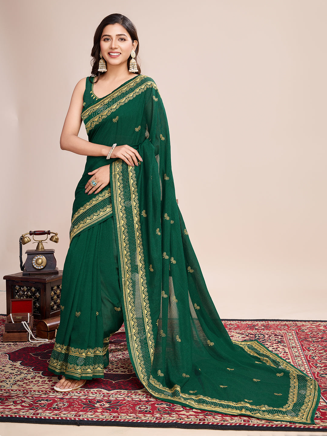 VICHITRA SOFT SILK SAREE WITH INTRICATE EMBROIDERY