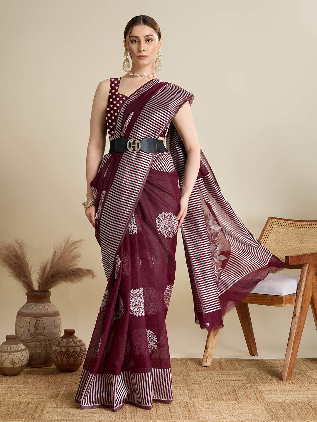 ETHNIC MOTIFS SILK BLEND SAREE