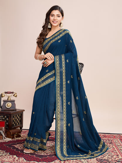 VICHITRA SOFT SILK SAREE WITH INTRICATE EMBROIDERY