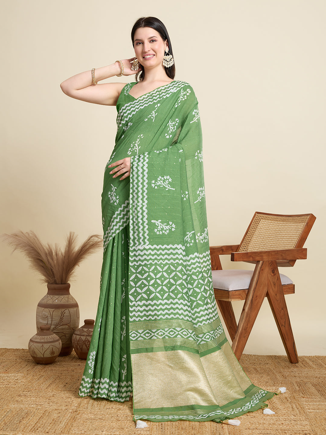 SWARA PURE SOFT COTTON SAREE WITH JAIPUR PRINTED WORK