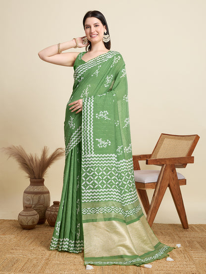 SWARA PURE SOFT COTTON SAREE WITH JAIPUR PRINTED WORK