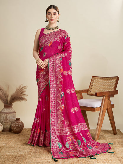 KAVYA LIGHTWEIGHT COTTON SILK SAREE WITH DELICATE PAISLEY PRINTS