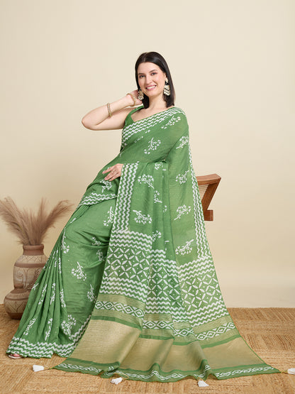 SWARA PURE SOFT COTTON SAREE WITH JAIPUR PRINTED WORK