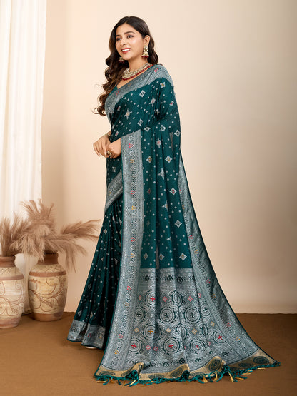 LATEST JACQUARD GOLD ZARI WOVEN LITCHI SILK BANARSI SAREE