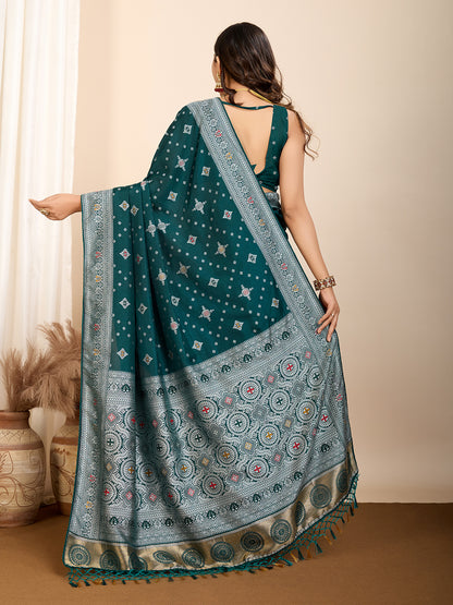LATEST JACQUARD GOLD ZARI WOVEN LITCHI SILK BANARSI SAREE