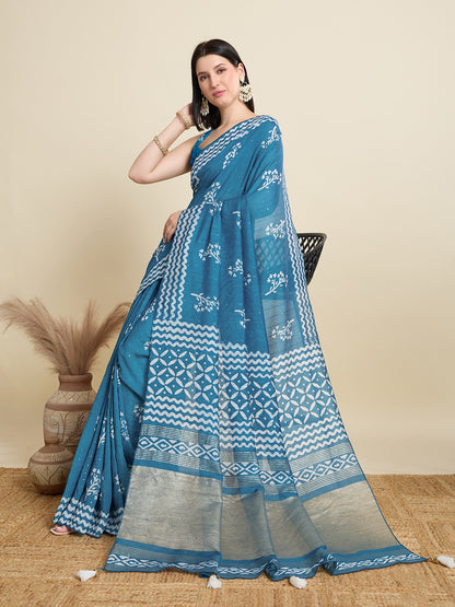 SWARA PURE SOFT COTTON SAREE WITH JAIPUR PRINTED WORK
