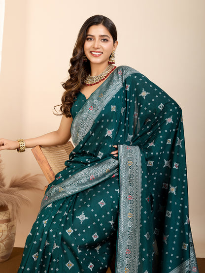 LATEST JACQUARD GOLD ZARI WOVEN LITCHI SILK BANARSI SAREE