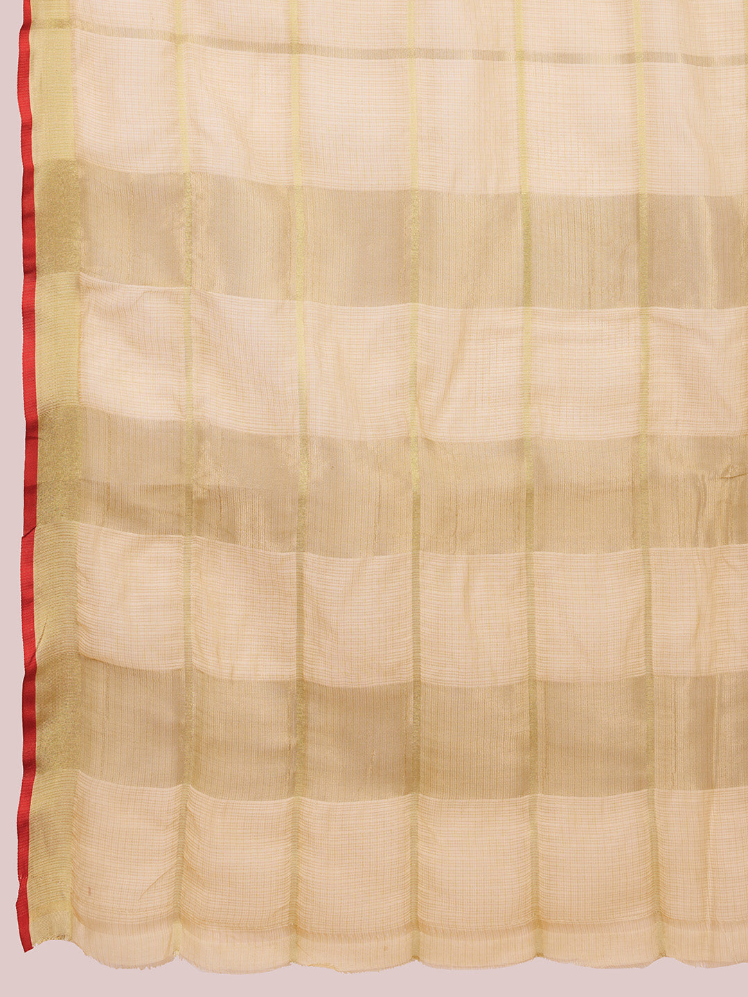 NIMIDIYA PEACH ZARI WOVEN KOTA DORIA SILK SAREE