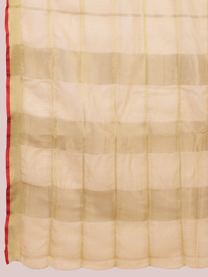 NIMIDIYA PEACH ZARI WOVEN KOTA DORIA SILK SAREE