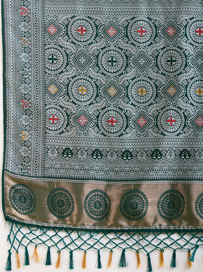 LATEST JACQUARD GOLD ZARI WOVEN LITCHI SILK BANARSI SAREE