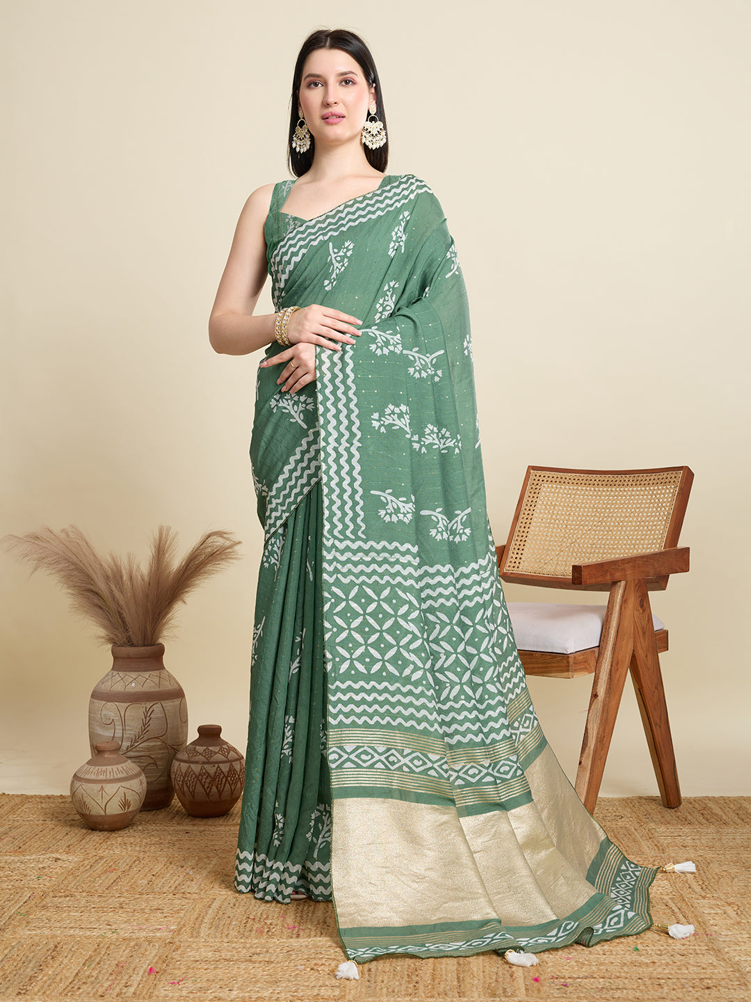 SWARA PURE SOFT COTTON SAREE WITH JAIPUR PRINTED WORK