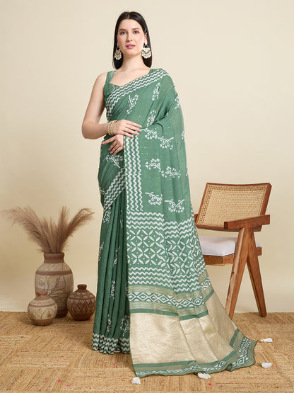 SWARA PURE SOFT COTTON SAREE WITH JAIPUR PRINTED WORK