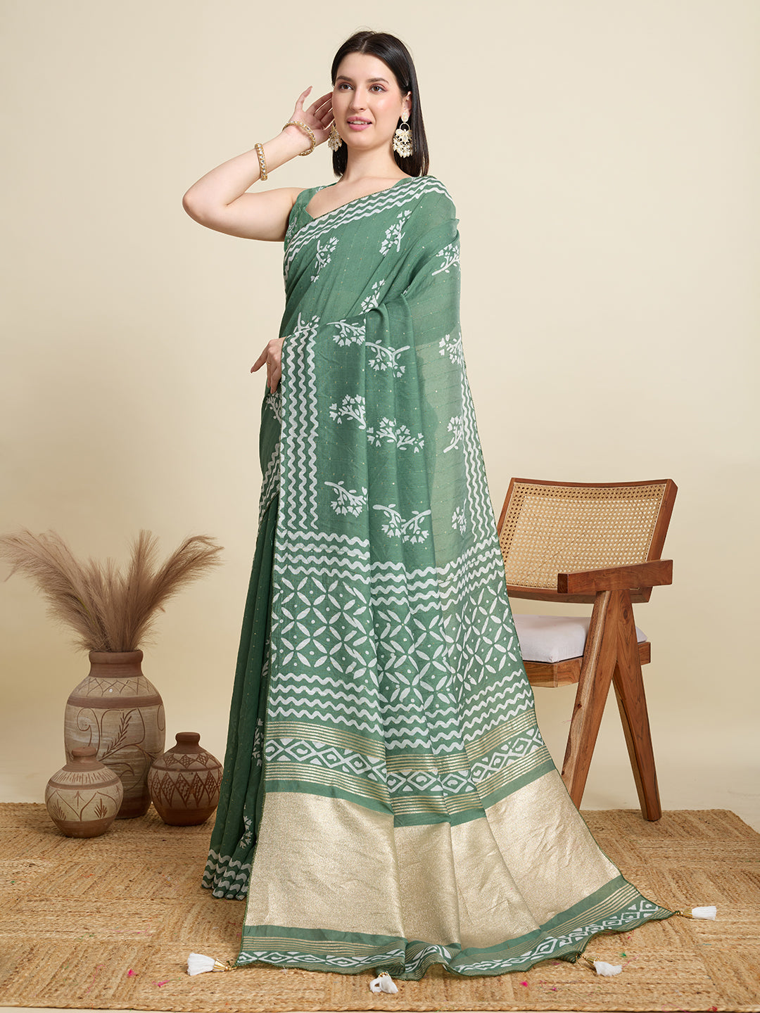 SWARA PURE SOFT COTTON SAREE WITH JAIPUR PRINTED WORK