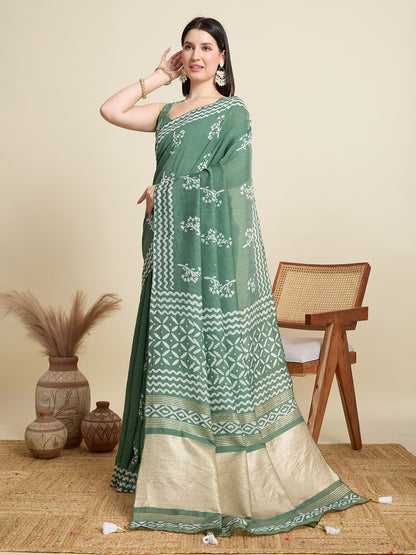 SWARA PURE SOFT COTTON SAREE WITH JAIPUR PRINTED WORK