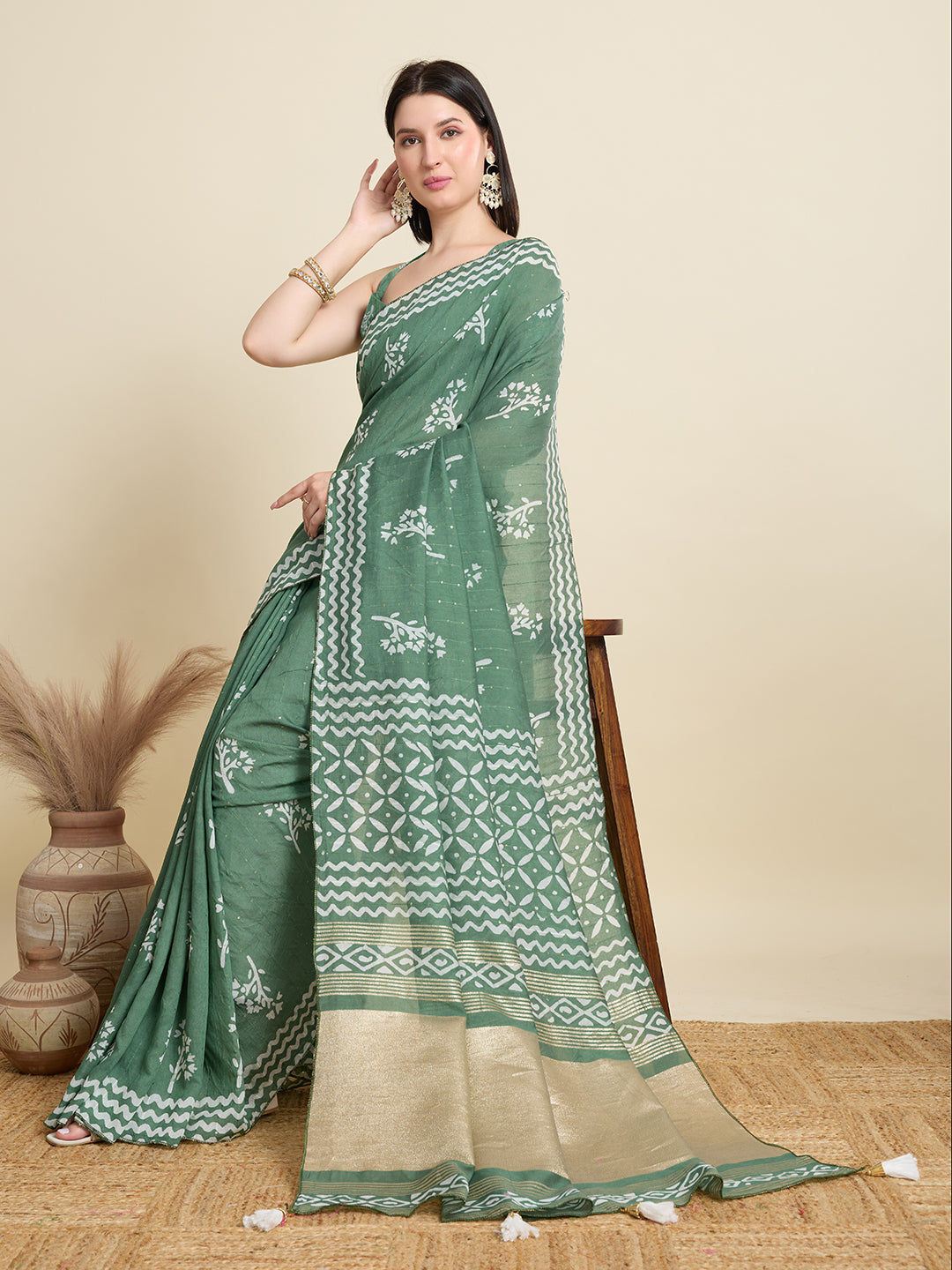 SWARA PURE SOFT COTTON SAREE WITH JAIPUR PRINTED WORK