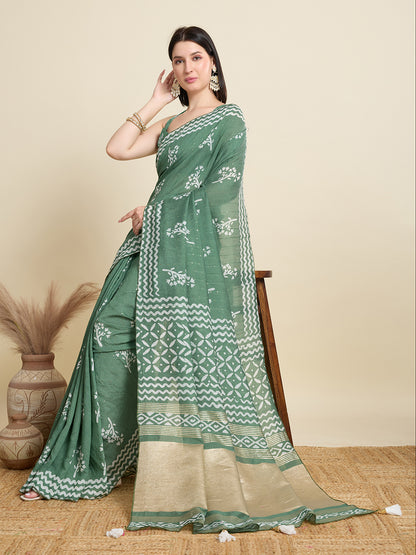 SWARA PURE SOFT COTTON SAREE WITH JAIPUR PRINTED WORK