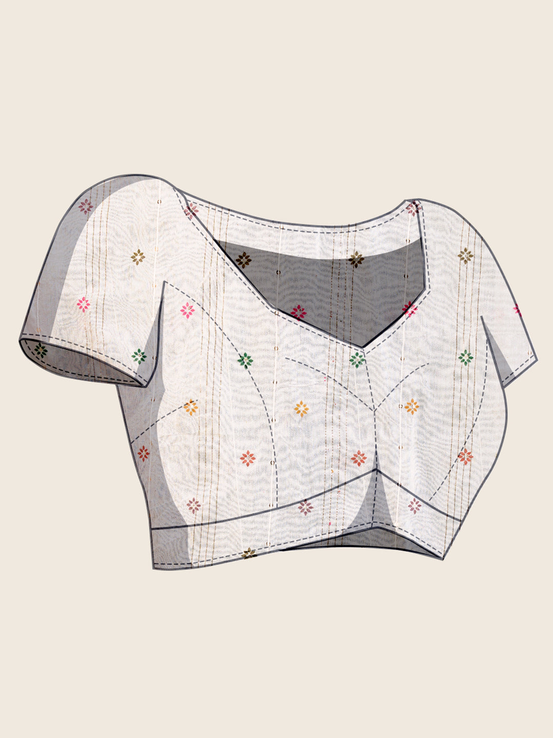 WHITE RAJWADI PASHMINA SILK BLEND WEAVING KASHMIRI THREAD WOVEN SAREE