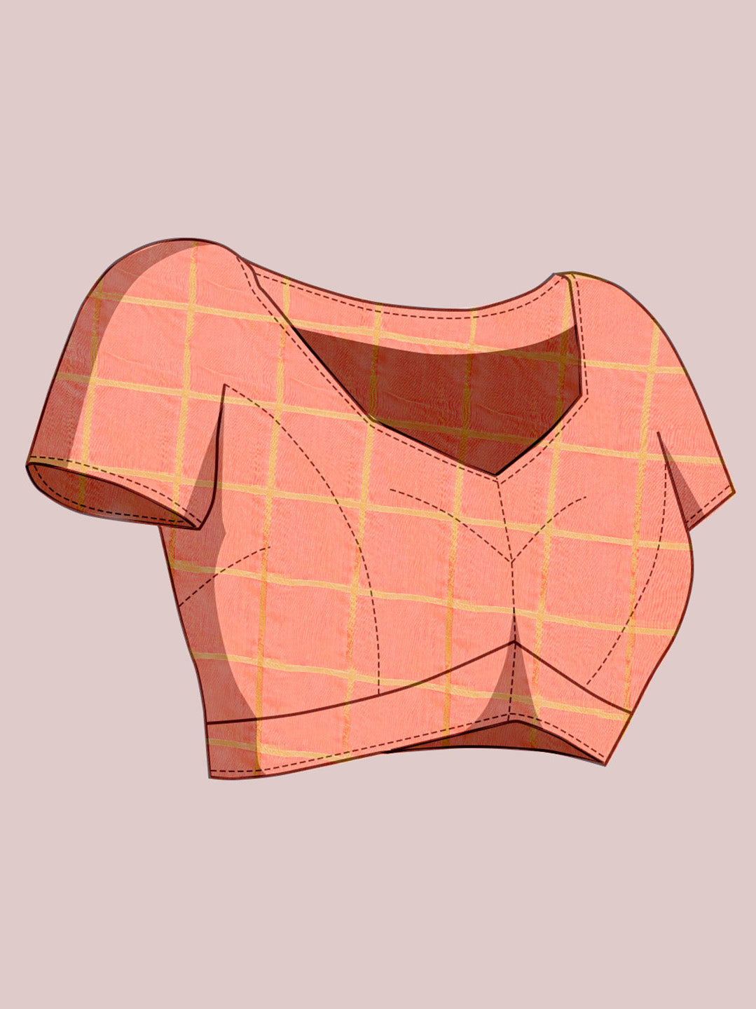 NIMIDIYA PEACH ZARI WOVEN KOTA DORIA SILK SAREE